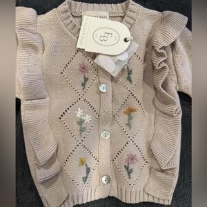 Elegant Baby Knit Cardigan with Floral Design